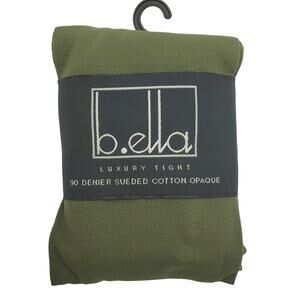 Italian Cotton Tights Small Dark Olive B.ella Erika 90 Denier Sueded NEW Opaque